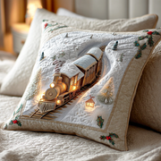 Steam Train Christmas Quilted Pillow Case Holiday Pillow Covers Christmas Gifts For Dad - Bancroftclothings