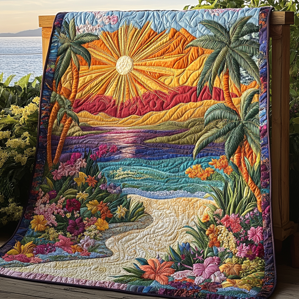 Sunburst Serenity Quilted Blanket Home Bedding Decor Best Gifts For Nature Lovers - Bancroftclothings
