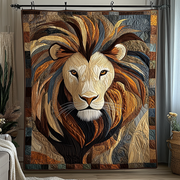 Sunlit Majesty Quilted Blanket Nice Throw Blanket Presents For Lion Lovers - Bancroftclothings