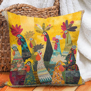 Sunrise Colorful Roosters Quilted Pillow Case Home Decor Chicken Lover Presents - Bancroftclothings