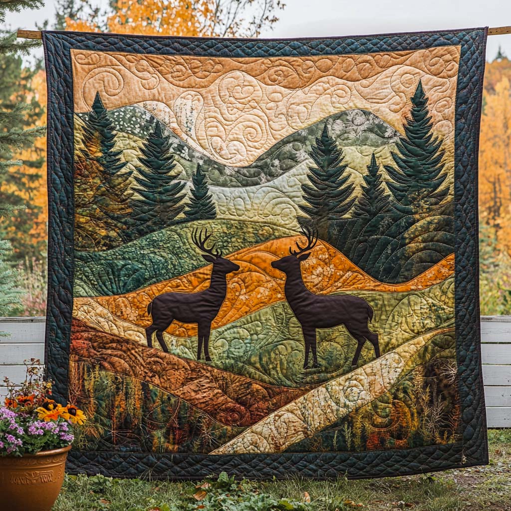 Sunset Antlers Quilted Blanket Best Throw Blanket Duck Themed Gifts - Bancroftclothings