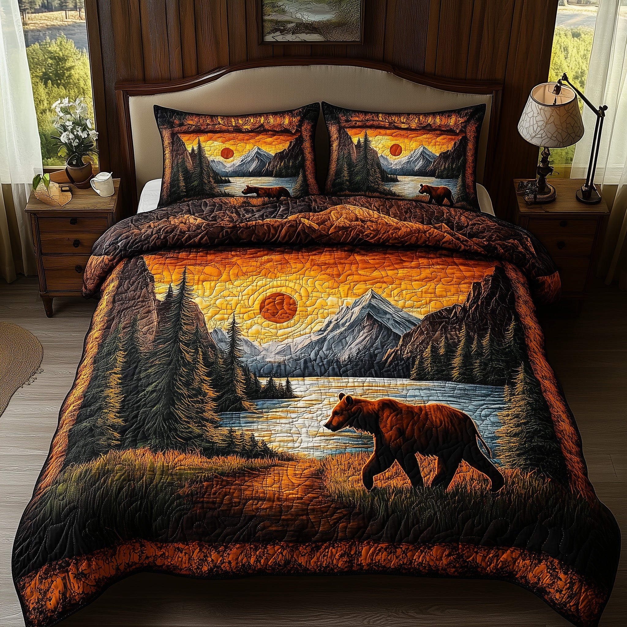 Sunset Wanderer Quilted Bedding Set Sunset Wildlife Wildlife Animal Bedding Presents - Bancroftclothings