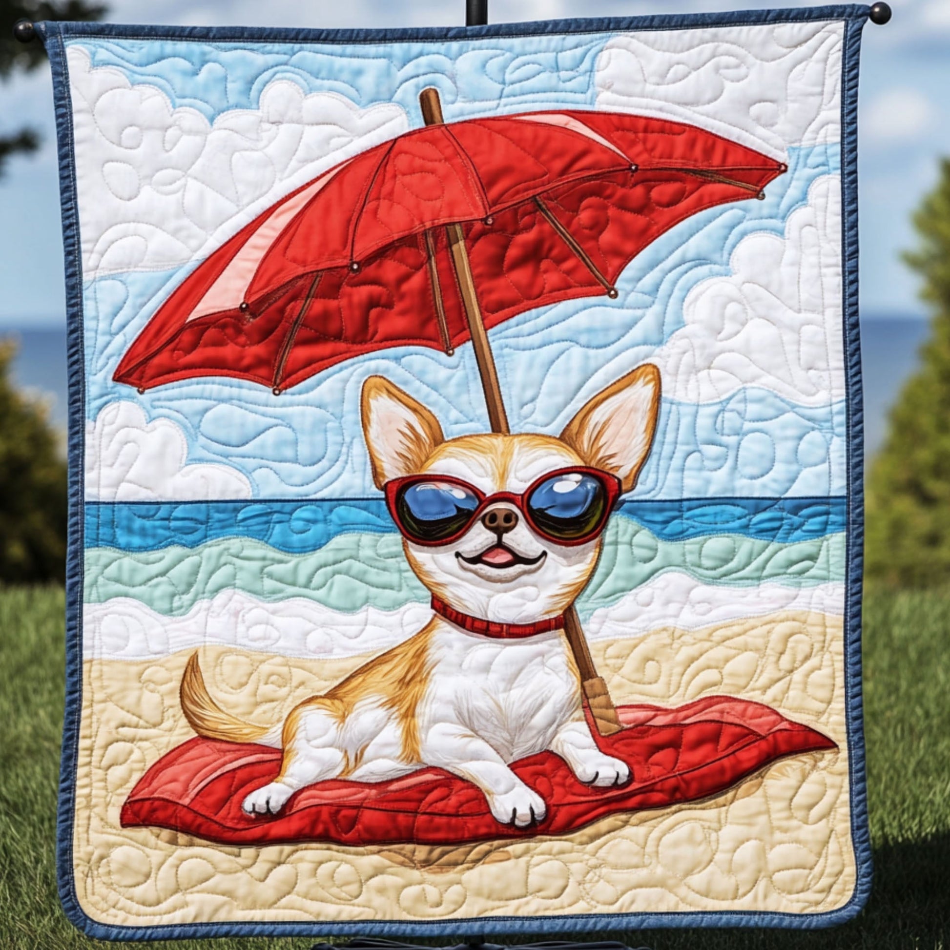 Sunshine Bliss Quilted Blanket Christmas Holiday Chihuahua Gifts Items - Bancroftclothings