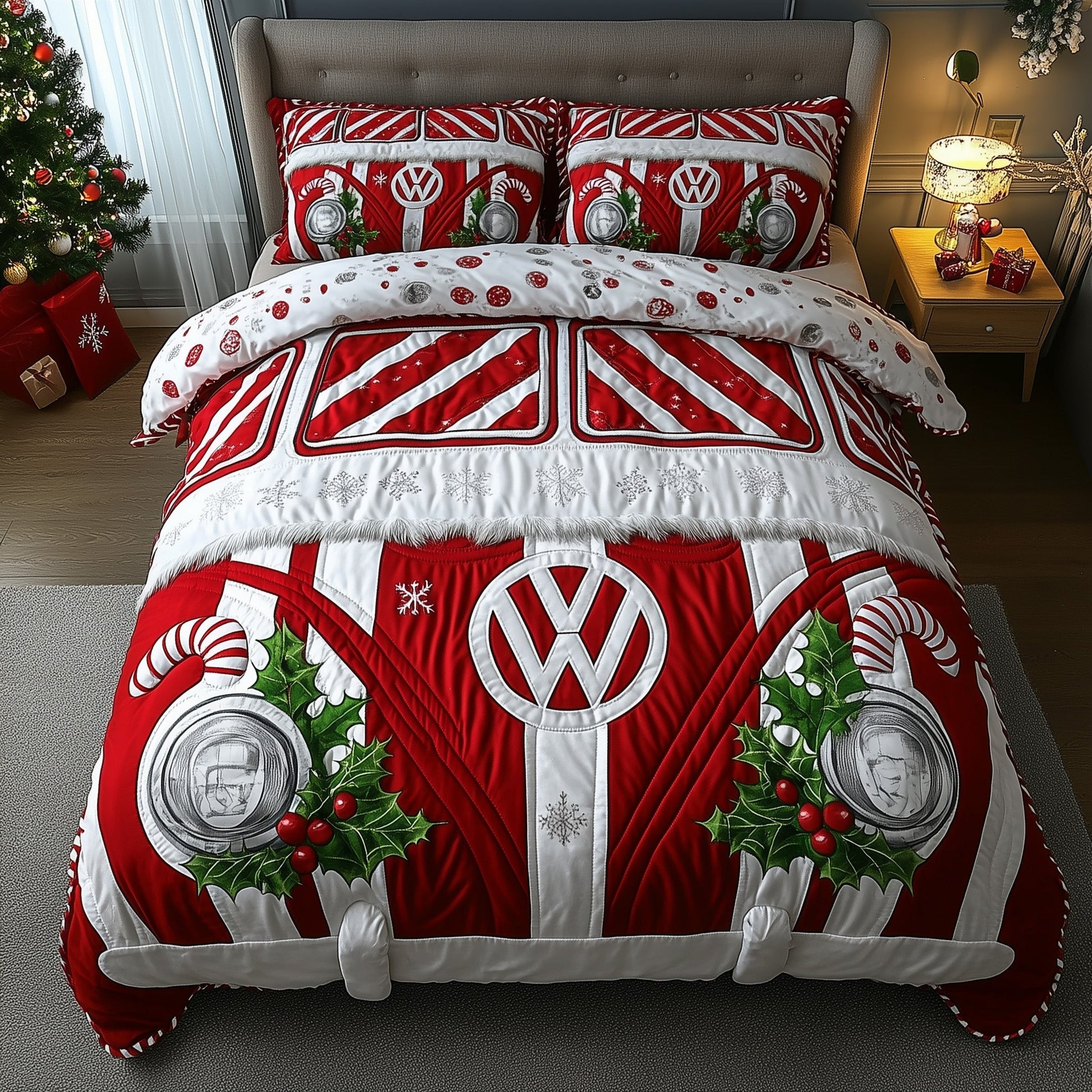 Sweet Stripe Quilted Bedding Set Boho Bus Home Decor Christmas Bedding Gifts - Bancroftclothings