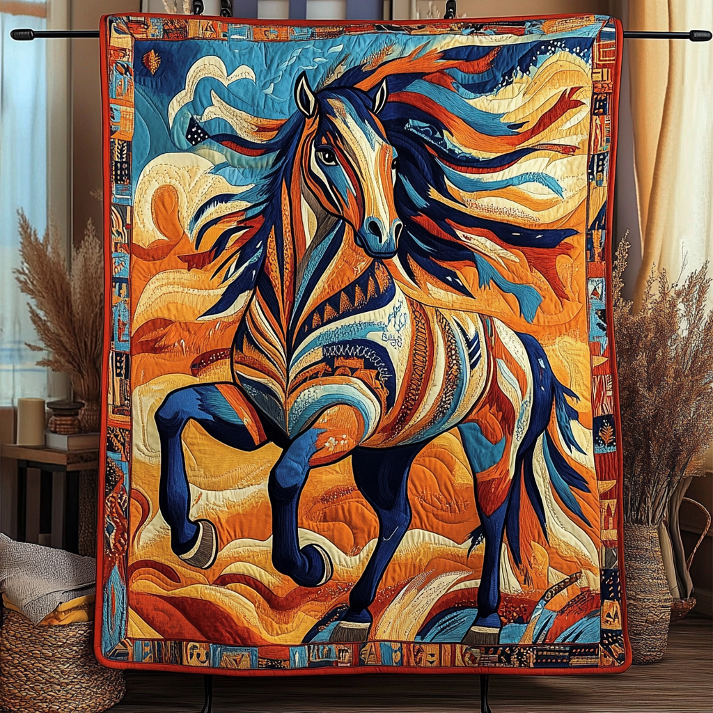 Swift Stallion Quilted Blanket Bedroom Decor Horse Christmas Presents - Bancroftclothings