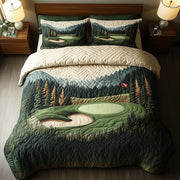 Swing Retreat Quilted Bedding Golf Hole Filed Happy Golf Day Gift Ideas - Bancroftclothings
