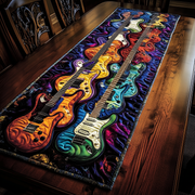 Swirl Guitar Quilted Table Runner Christmas Gifts For Guitarists For Dad Husband - Bancroftclothings
