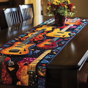 Swirl Guitar Quilted Table Runner Christmas Presents For Guitarists For Boyfriend - Bancroftclothings