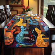 Swirl Guitar Quilted Table Runner Great Xmas Christmas Presents For Guitarists - Bancroftclothings