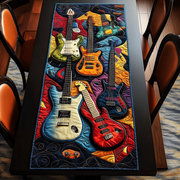Swirl Guitar Quilted Table Runner Related Xmas Gifts For Guitar Lovers Players For Him Her - Bancroftclothings