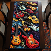 Swirl Guitar Quilted Table RunnerSecret Santa Christmas Themed Gifts For Guitarists - Bancroftclothings