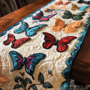 Teal Butterflies Quilted Table Runner Cute Modern Table Runner Gifts For Butterfly Lovers - Bancroftclothings