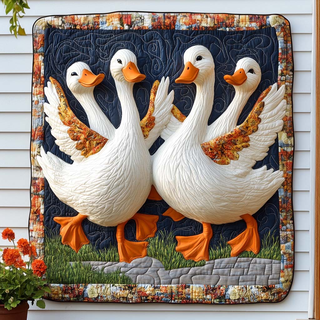 Tender Duck Hugs Quilted Blanket Best Couch Throw Blanket Gift Ideas For Duck Lovers - Bancroftclothings