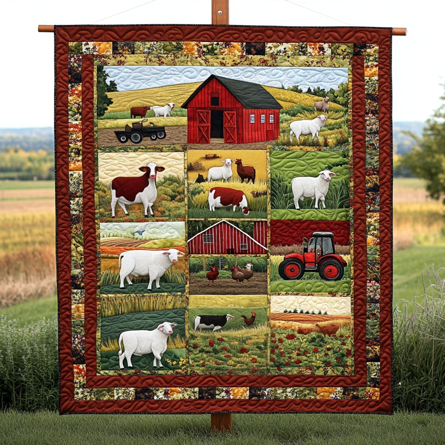 The Barnyard Quilted Blanket Bedroom Decor Christmas Presents For Farmers - Bancroftclothings
