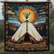 Tipi Love Quilted Blanket Holiday Throw Blanket Native American Gifts For Her - Bancroftclothings