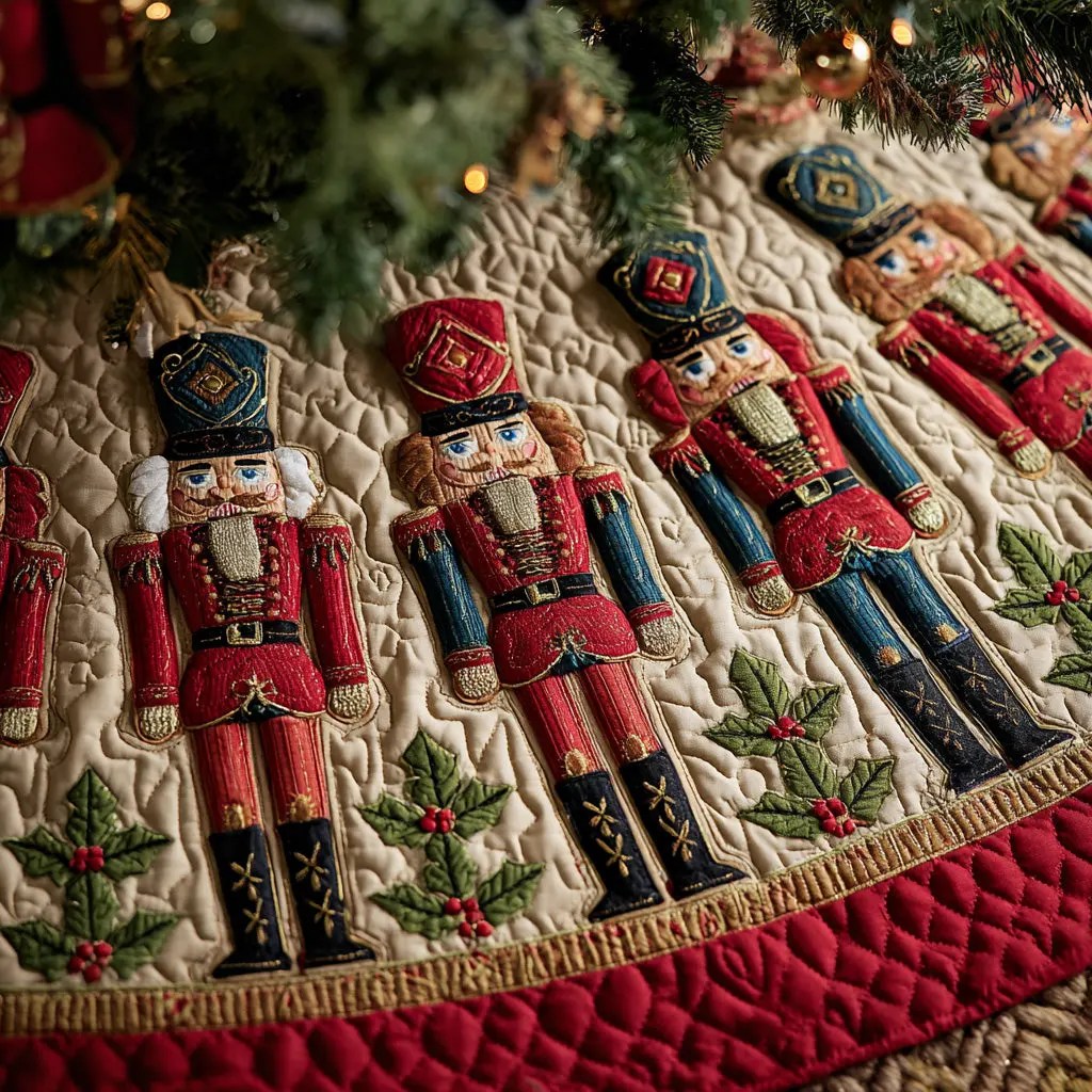 Toy Soldier Quilted Christmas Tree Skirt Warm and Soft Christmas Tree Skirt for Winter - Bancroftclothings