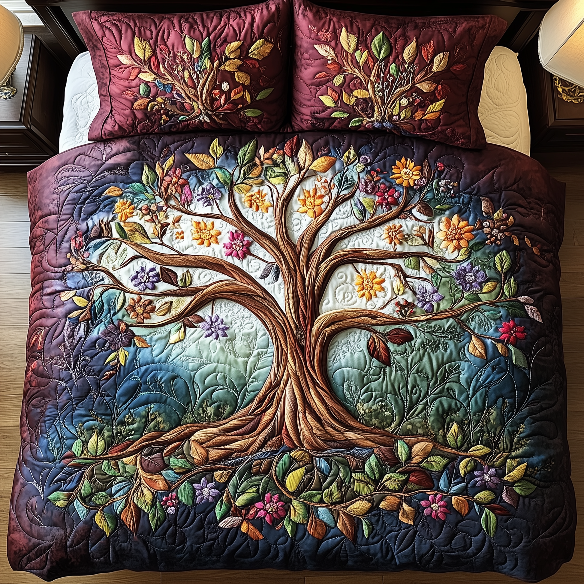 Tree Of Life Quilted Bedding Set Stay warm this winter Best Christmas Gifts For Men - Bancroftclothings