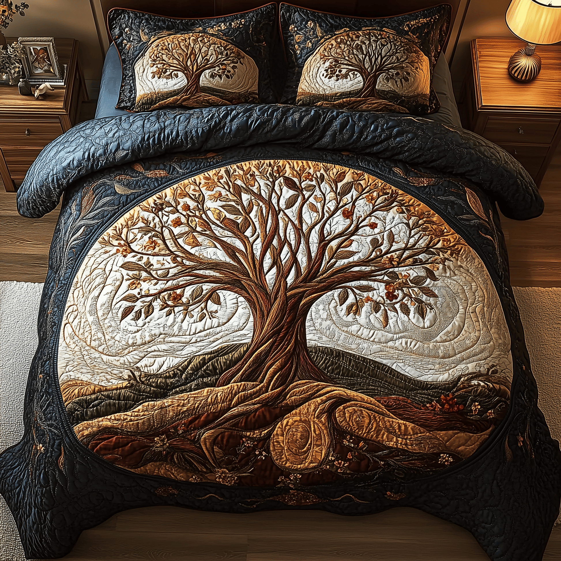 Tree Of Life Quilted Bedding Set Stay warm this winter Christmas Ideas For Wife - Bancroftclothings