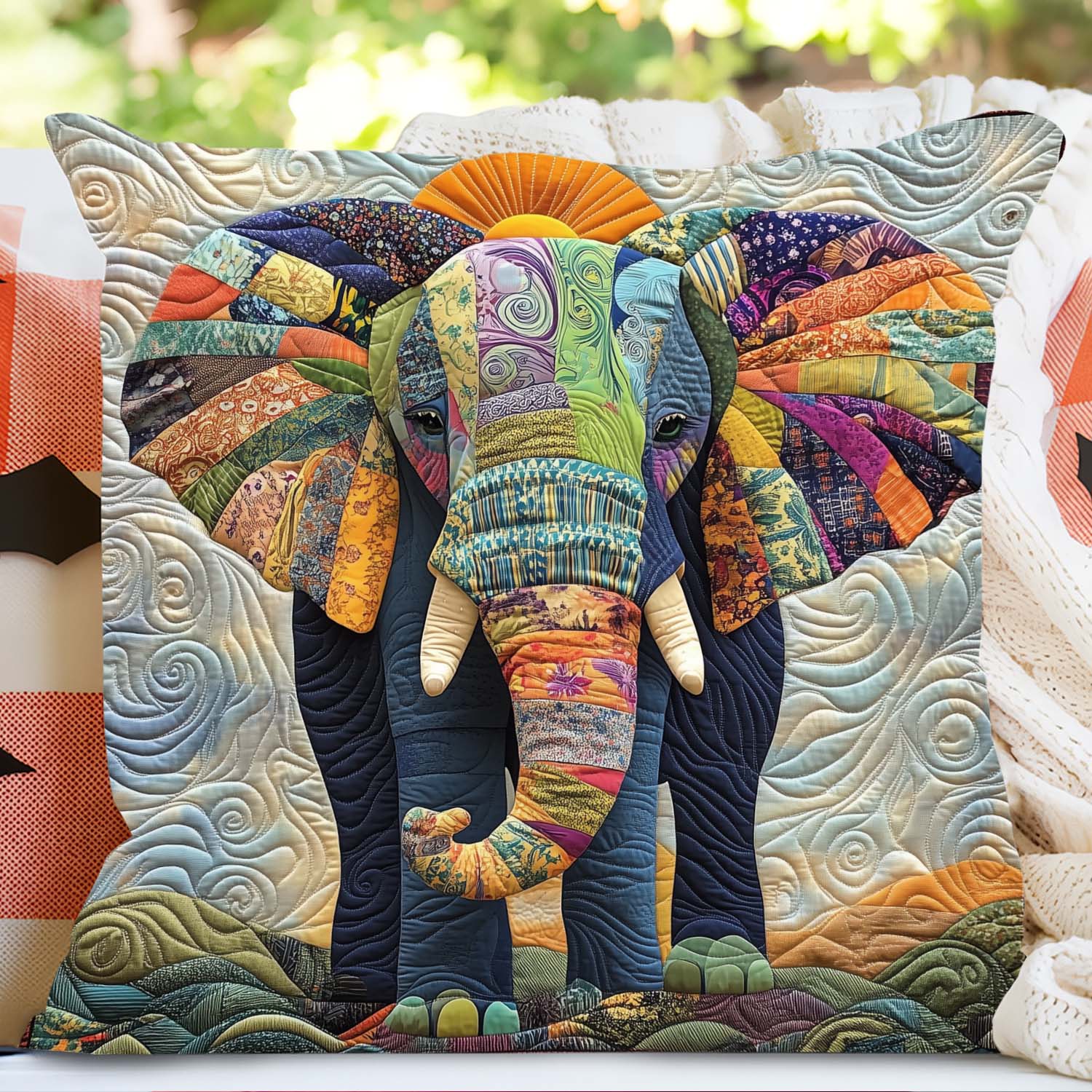 Tribal Elephant Harmony Quilted Pillow Case Boho Home Decor Gifts For Elephant Lovers - Bancroftclothings