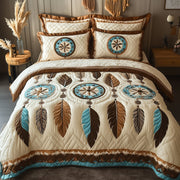 Tribal Soul Dreamcatcher Quilted Bedding Set Boho Feather Peaceful Sleep Theme Gifts Ideas - Bancroftclothings