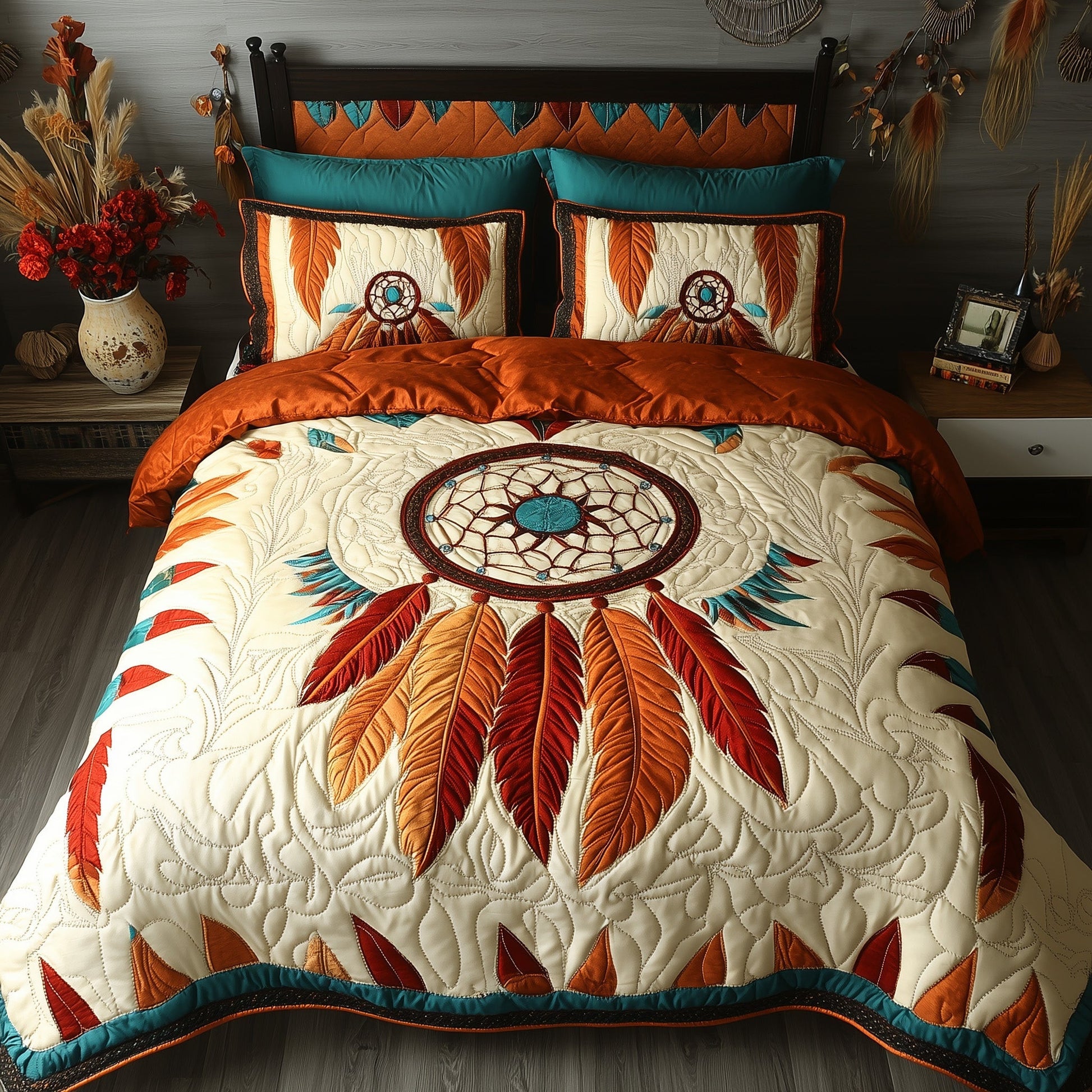 Tribal Soul Dreamcatcher Quilted Bedding Set Native American Indian Support Native Presents - Bancroftclothings