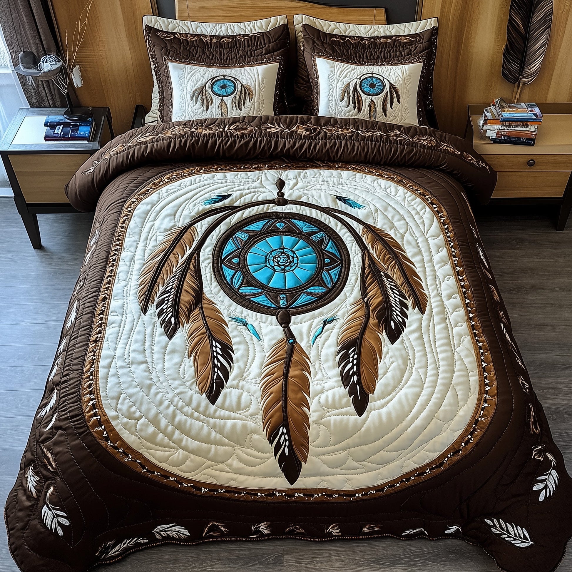 Tribal Soul Dreamcatcher Quilted Bedding Set Native American Inspired Decor Ideas Gifts - Bancroftclothings