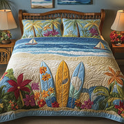 Tropical Beach Quilted Bedding Set Sea Breeze Decor Tropical Summer Bedding Gifts - Bancroftclothings