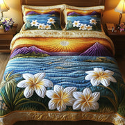 Tropical Beach Quilted Bedding Set Tropical Surfing Paradise Decor Summer Bedding Gifts - Bancroftclothings