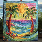 Tropical Bliss Quilted Blanket Best Couch Throw Blanket Best Christmas Gifts For Surfers - Bancroftclothings