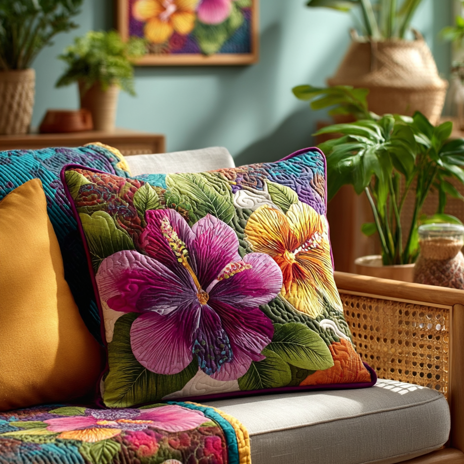 Tropical Bloom Quilted Pillow Case Nice Pillow Covers Gifts For Mom - Bancroftclothings