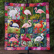 Tropical Flamingo Bliss Quilted Blanket Bed Christmas Decor Pink Flamingo Gifts - Bancroftclothings