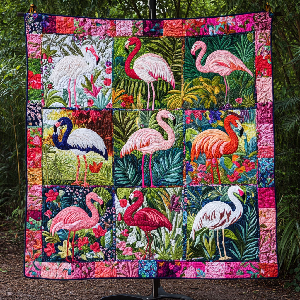 Tropical Flamingo Bliss Quilted Blanket Bed Christmas Decor Pink Flamingo Gifts - Bancroftclothings