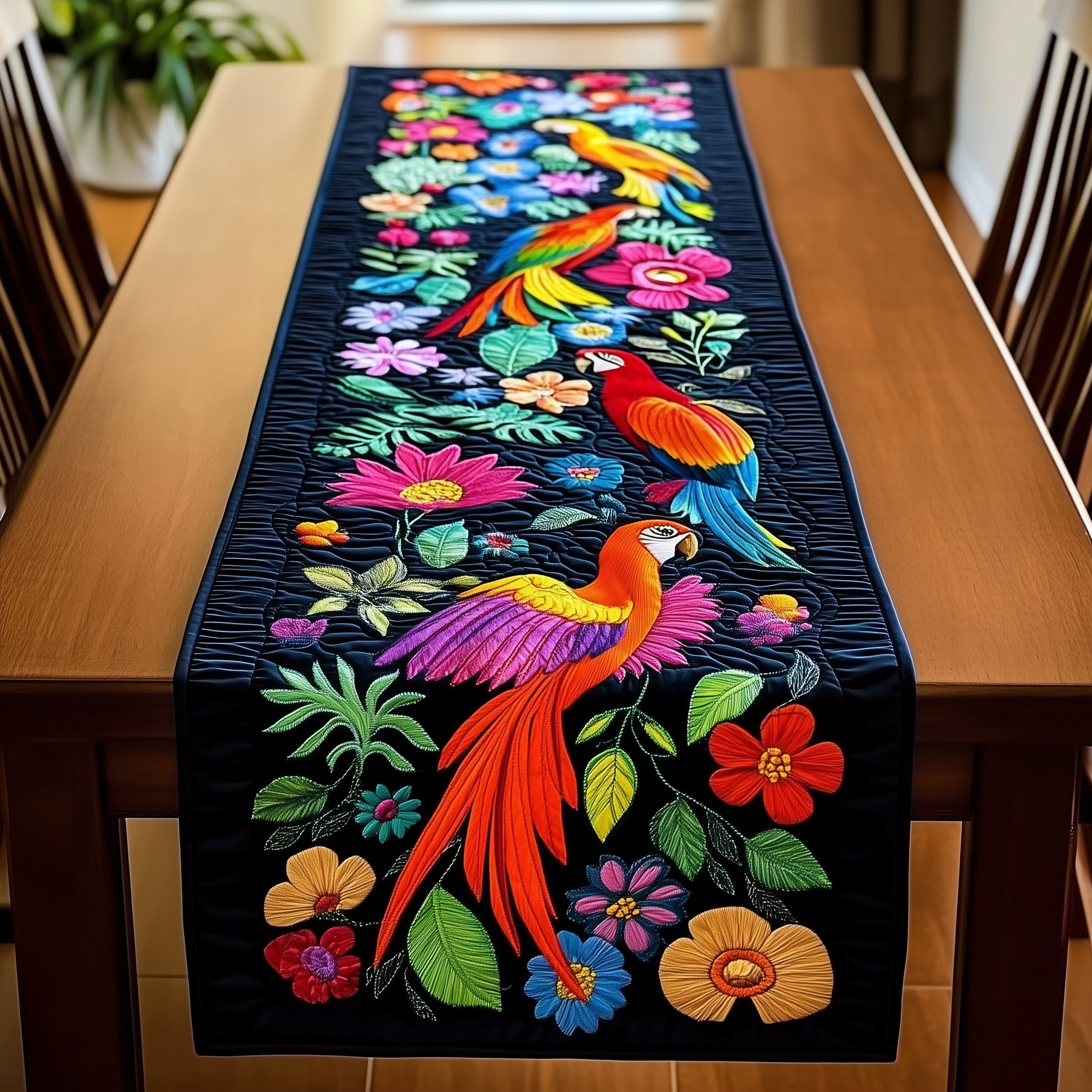 Tropical Parrots Quilted Table Runner Home Decorations Parrot Themed Gifts Christmas - Bancroftclothings