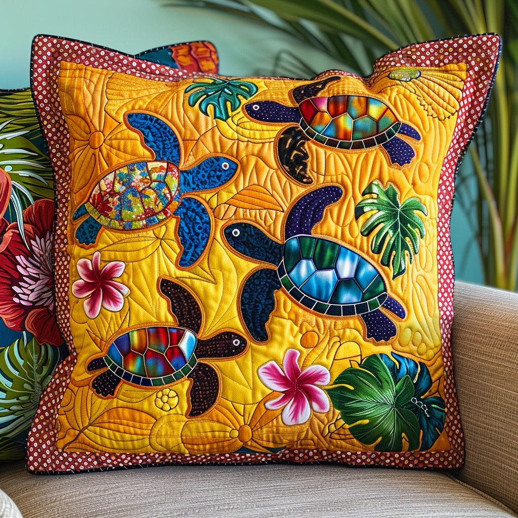 Turtle Bay Comfort Quilted Pillow Case Animal Home Decor Gifts For Turtle Lovers - Bancroftclothings
