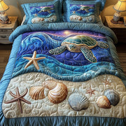 Turtle Ocean Journey Quilted Bedding Set Underwater Scene Underwater World Bedding Gifts - Bancroftclothings