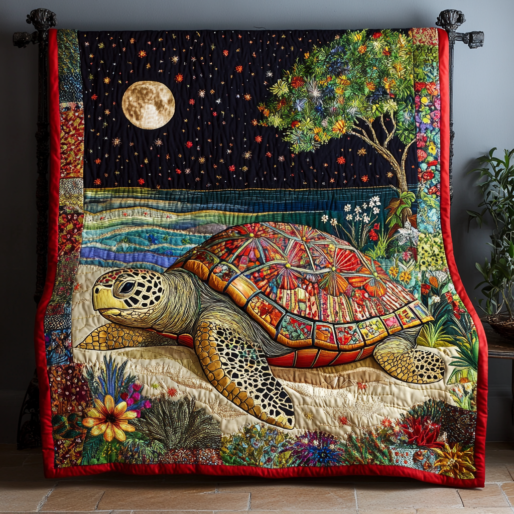 Turtle Path Quilted Blanket Best Throw Blanket Birthday Gift Ideas For Beach Lovers - Bancroftclothings
