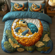 Turtle Quilted Bedding Set Cute Baby Sea Turtle Ocean Animals Graphic Gift Ideas - Bancroftclothings