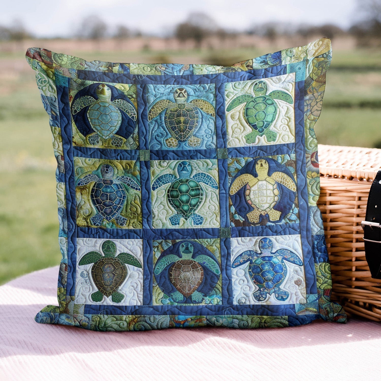 Turtle Tide Quilted Pillow Case Aethestic Home Decor Unique Gifts For Turtle Lovers - Bancroftclothings