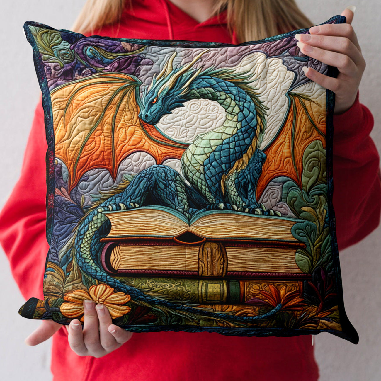 Twilight Guardian Quilted Pillow Case Fantasy Themed Animal Home Decor Dragon Lover Gifts - Bancroftclothings