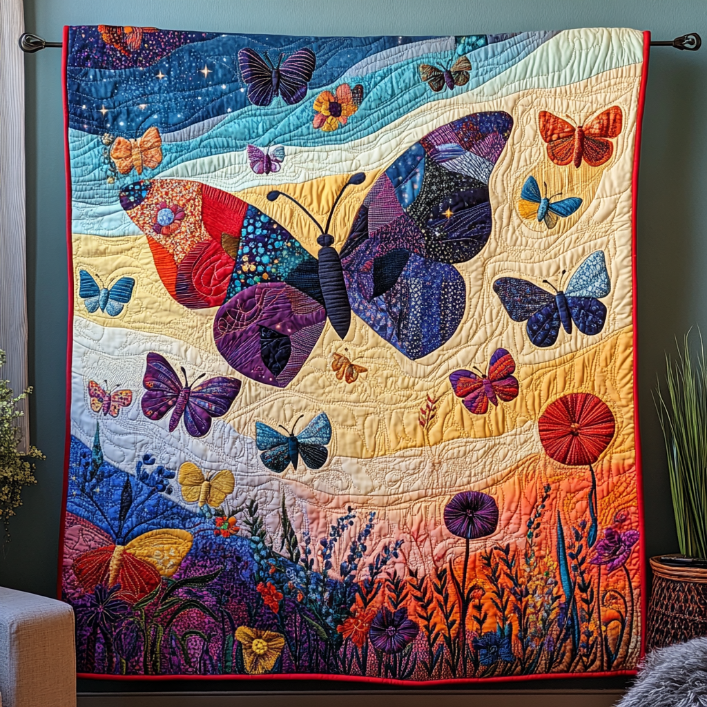 Velvet Flutter Quilted Blanket Cool Throw Blanket Butterfly Gifts For Grandma - Bancroftclothings