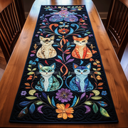 Vibrant Cat Quilted Table Runner Decorations Best Gifts For Cats For Christmas - Bancroftclothings