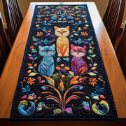 Vibrant Cat Quilted Table Runner Decorations Cat Xmas Gifts For Owners - Bancroftclothings