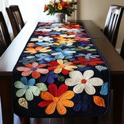Vibrant Daisy Quilted Table Runner Holiday Dining Table Runner Decorations Daisy Themed Gifts - Bancroftclothings