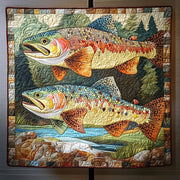Vibrant Waters Quilted Blanket Bedroom Decor Christmas Fishing Presents For Dad - Bancroftclothings