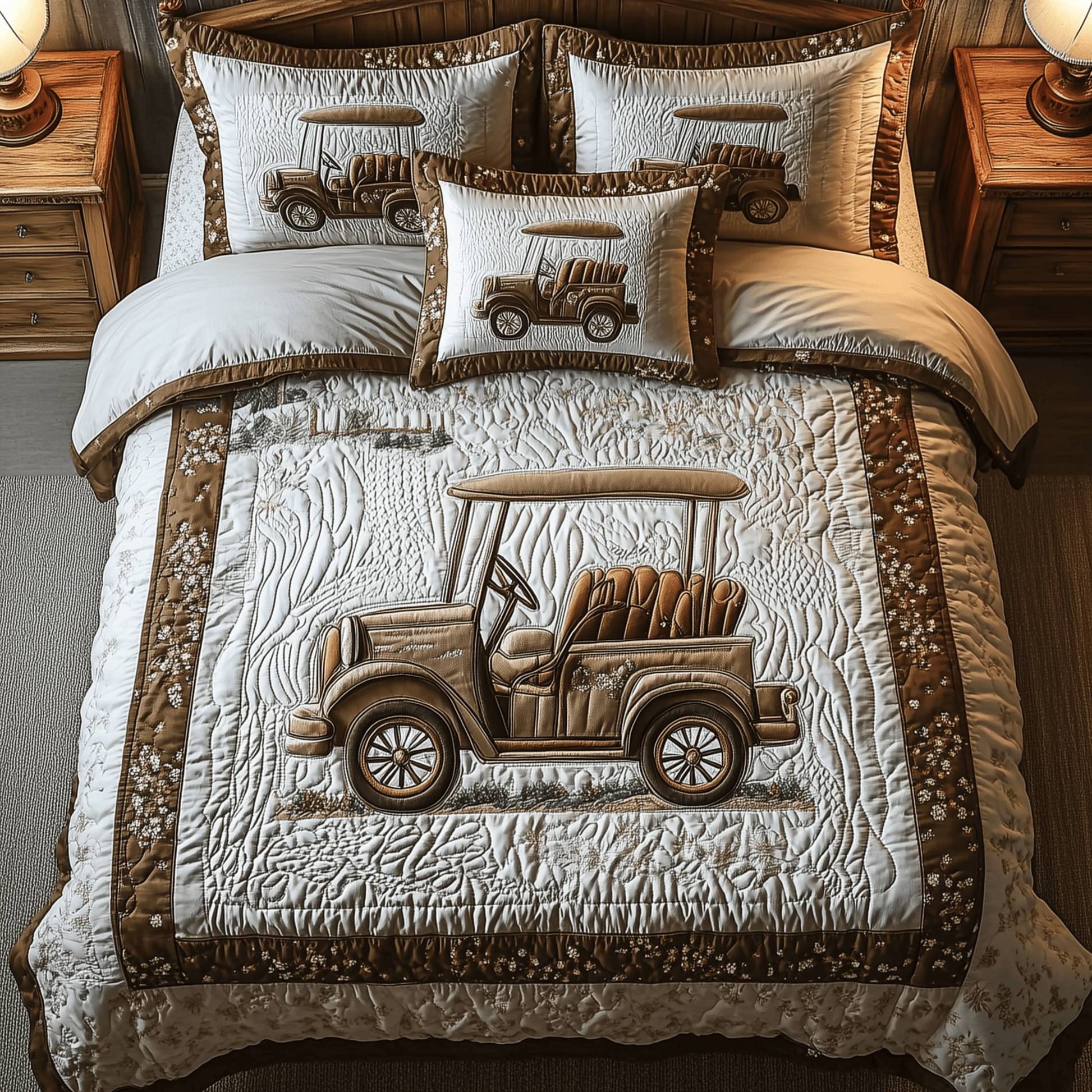 Vintage Golf Cart Quilted Bedding Set Stay warm this winter Best Christmas Gifts For Mom - Bancroftclothings