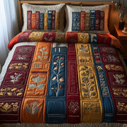 Vintage Library Quilted Bedding Set Cozy Reading Blooms Best Bedroom Gifts - Bancroftclothings