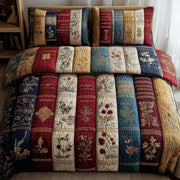 Vintage Library Quilted Bedding Set Retro Reading Unique Bookish Bedroom Gifts - Bancroftclothings