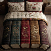 Vintage Library Quilted Bedding Set Retro Rustic Books Design Best Bookish Bedroom Gifts - Bancroftclothings