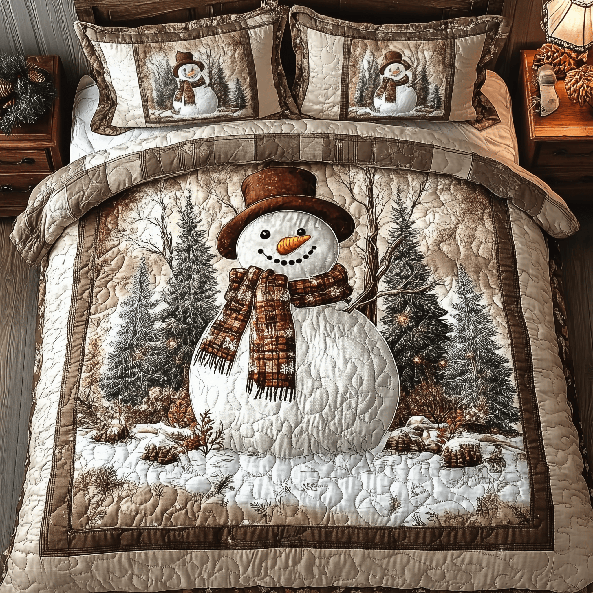 Vintage Snowman Quilted Bedding Set Christmas Gifts For Her - Bancroftclothings