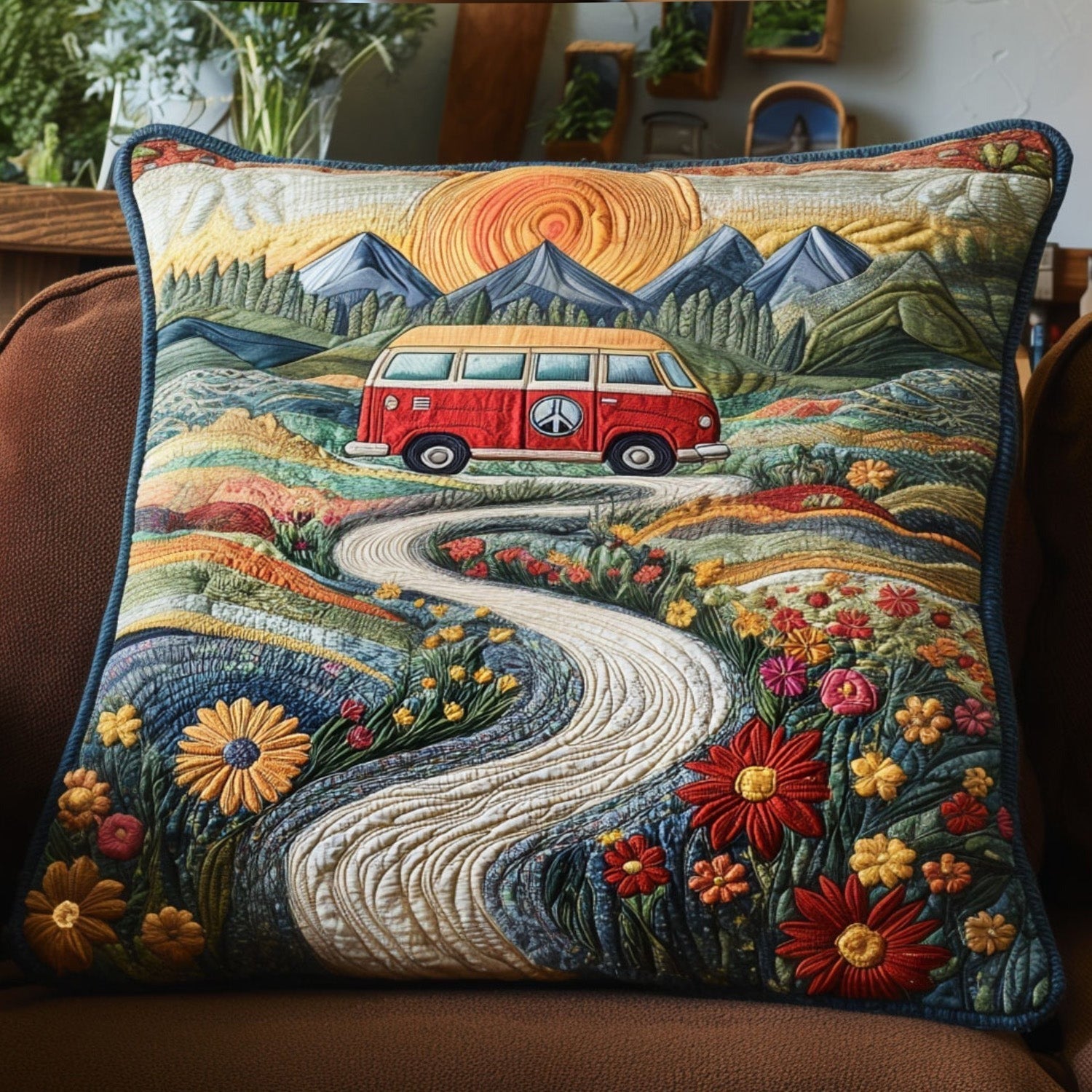 Vintage Wanderlust Quilted Pillow Case Hipie Style Natural Home Decor Gifts For Friends - Bancroftclothings